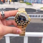 Faux Rolex Yacht-Master II Mens Yellow Gold Black Ceramic Watch